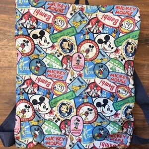 Vtg Disney character backpack sack drawstring top mickey Minnie mouse Tinkerbell